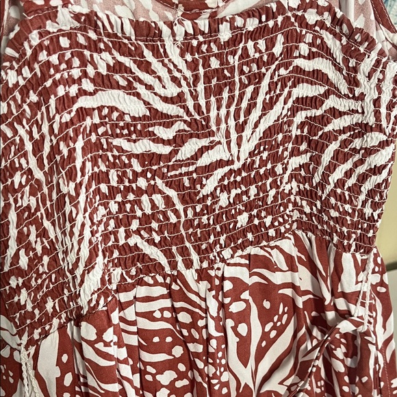 Japna Rust and White Smocked Midi Dress, Size S - Picture 5 of 5